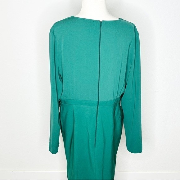 ASOS Design Long Sleeves Plunge Pleat Front Midi Dress in Dark Green NWT | 14 - Picture 11 of 16